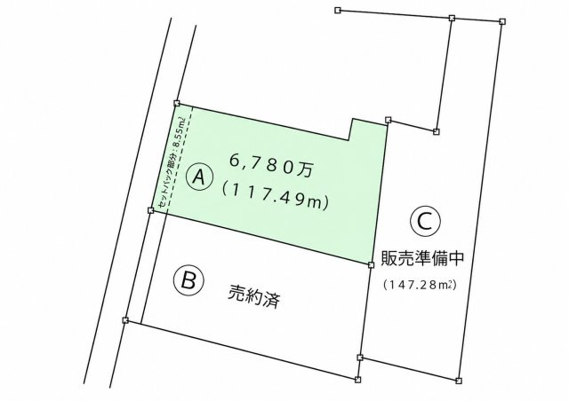 ブルーライン「三ツ沢下町」条件なし土地の画像