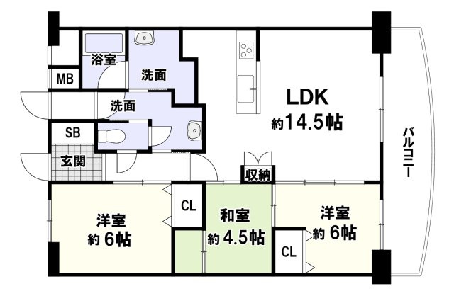 南茨木駅前ハイタウン駅前H棟の間取り