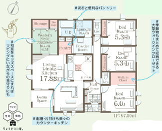 【間取り】 | 福島市鳥谷野岩田　1号棟（Z）
