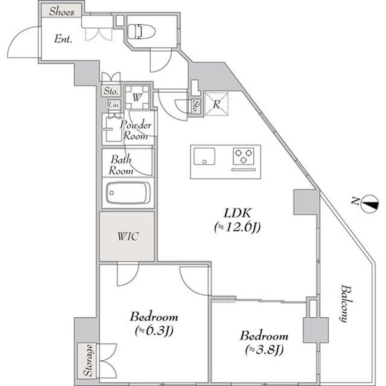 【間取り】 | ＬＵＭＩＥＣ　ＣＨＩＴＯＳＥ　ＦＵＮＡＢＡＳＨＩ