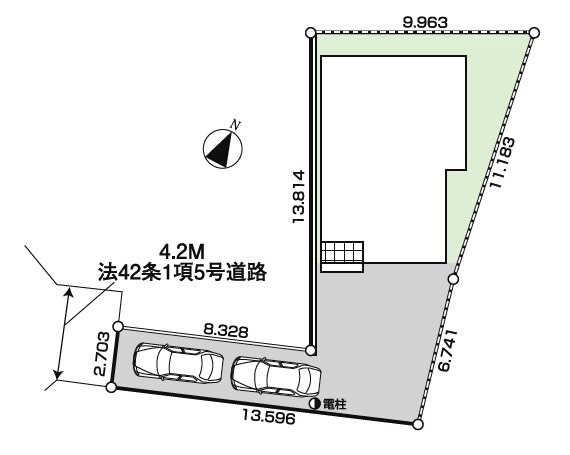 東村山市野口町4丁目・全1棟　新築一戸建　の区画図|カースペース2台・土地面積146.05平米（約44.17坪）