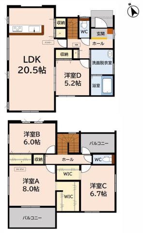 久留米市荒木町白口3期の間取り