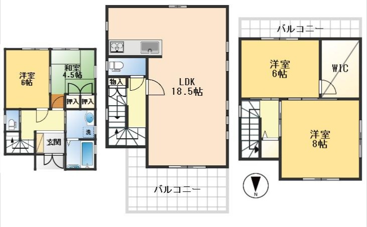 豊中市上津島3丁目　中古戸建の間取り