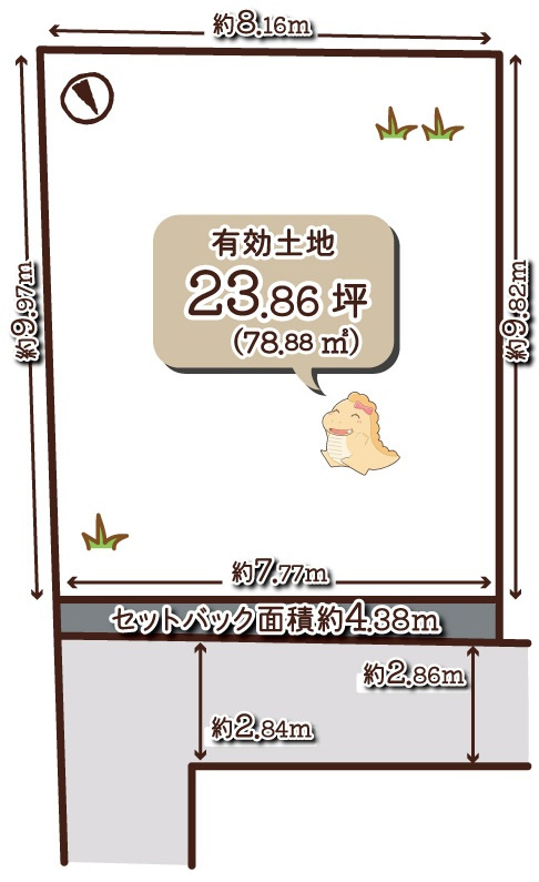 新町十二丁目　建築条件無土地の区画図
