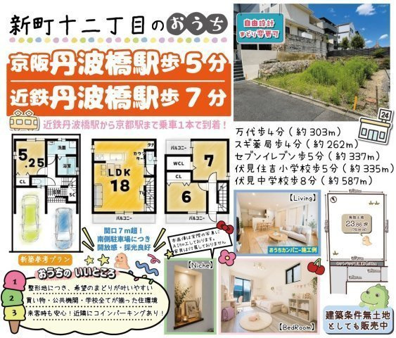 新町十二丁目　建築条件無土地の地図|【土地２６００万円　建物１８９８万円】 
建築確認申請費用120万円・外構費用110万円・水道負担金22万円(全て税込）別途要/地盤改良費用別途要 /仮測量面積78.88㎡（セットバック4.38㎡別）