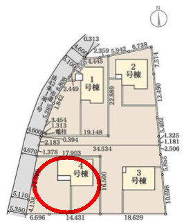リーブルガーデンＳ第19渋川金井　4号棟の区画図|駐車場3台以上ご用意しています！来客時も重宝しますよ♪
車の出し入れもしやすいですよ！