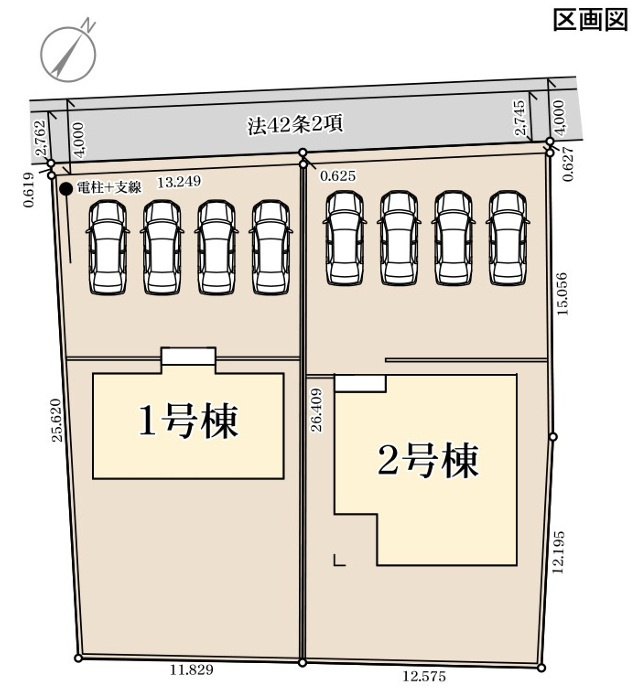 【Livele Garden】　古河市中田　第４　全2邸の区画図|全棟配置図