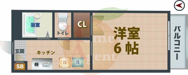 【間取り】 | サニーハイツ | 1Kのお部屋です。