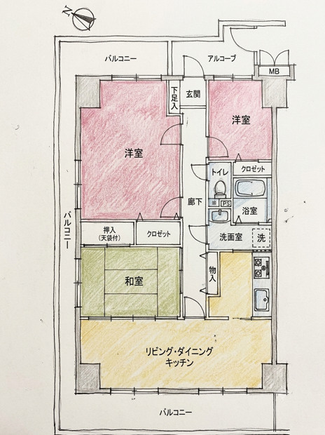 「南西角部屋」高知市一宮南町1丁目サーパスシティ高知1　中古マンション