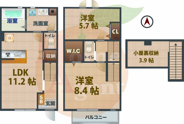 【間取り】 | プルメリア　ハウス | 2LDKのお部屋です。