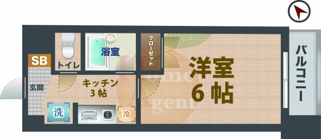 【間取り】 | スカイコート新宿新都心 | 1Kのお部屋です。