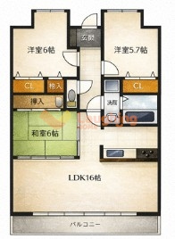 久留米市津福今町の賃貸マンションの間取り