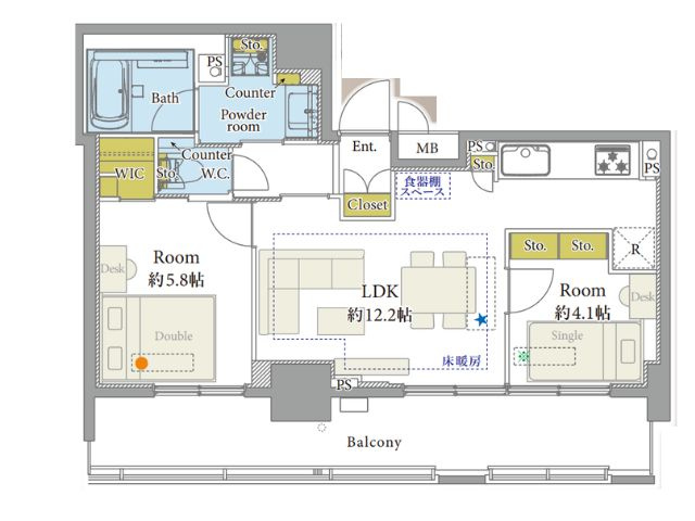 ファミール月島グランイーストタワーの間取り