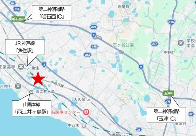 明石市魚住町中尾店舗の地図
