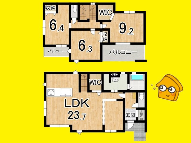 新築 戸建て　三ケ名3期の間取り