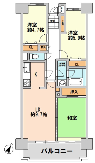 【間取り】 | ライオンズガーデン花崎　Ｊ棟 | 現況と異なる場合は現況優先とさせていただきます
