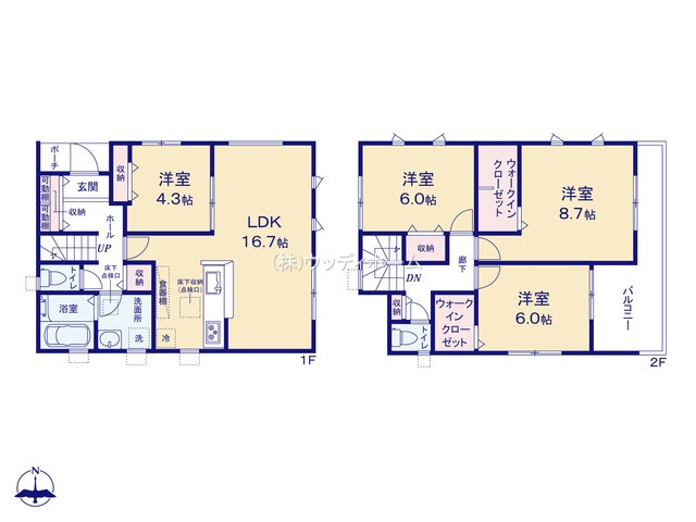 越谷市蒲生東町　新築一戸建ての間取り