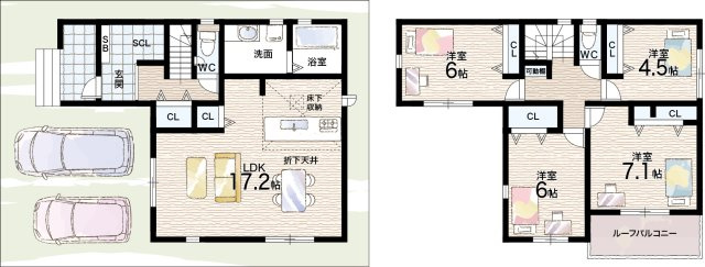●29(土)30(日)現地説明会！　大和郡山市北郡山町　限定1邸の間取り