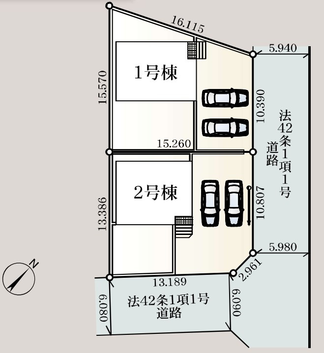 Cradle garden　行田市藤原町第2の区画図|図面と現況が異なる場合、現況を優先とします。【1号棟】