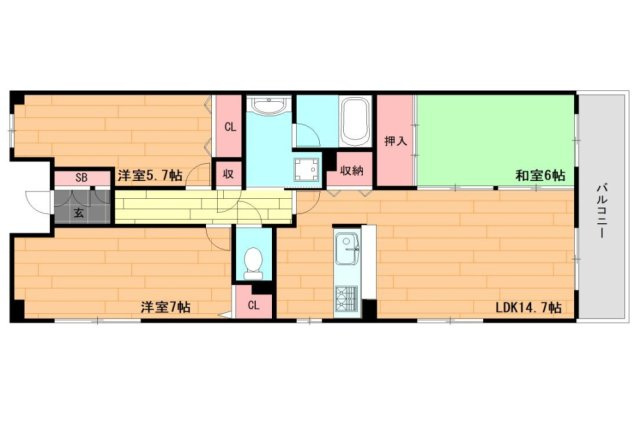 ベルーフ西宮山手の間取り|採光と通風を享受できる角住戸
