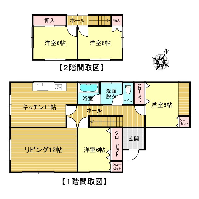 網走市駒場南１丁目４－２８ 中古売家の間取り|【間取図】4LDK2階建ての住宅です。和室は全て洋室へリフォーム致しました。