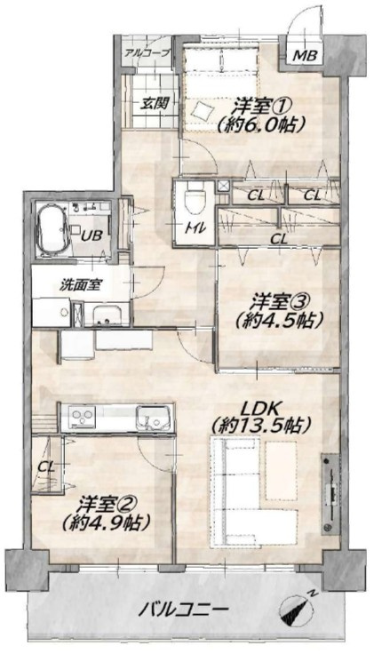 レックスアルティ草津　9Fの間取り