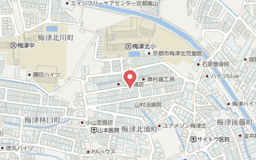 京都市右京区梅津北浦町　未入居物件の地図