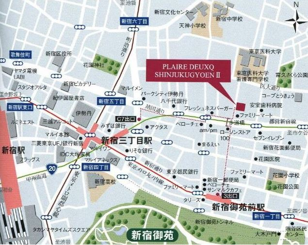 プレール・ドゥーク新宿御苑Ⅱの地図|案内図