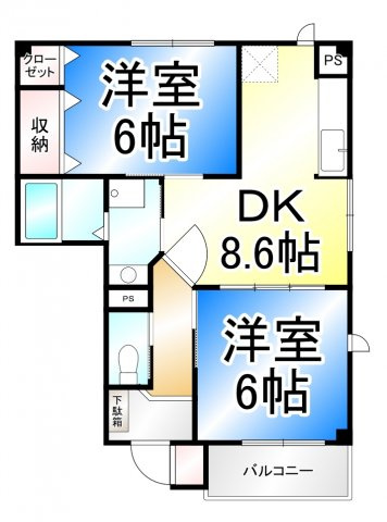 リバーウインド城南Ａの間取り