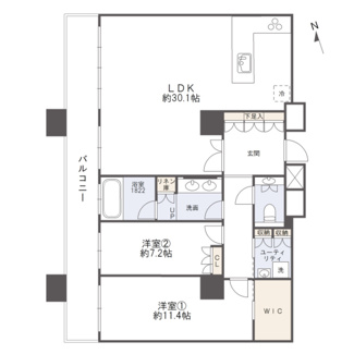 【間取り】 | The Kitahama | 【間取り】50階・114.71㎡、専用ラウンジを備えた珍しい「ヴィンテージフロア」