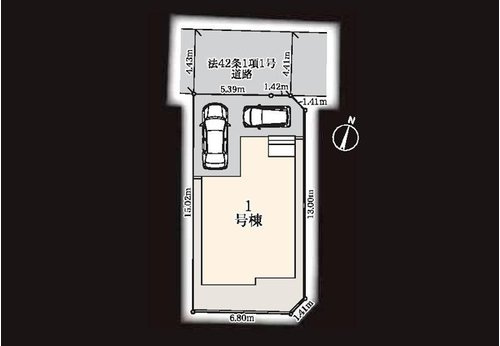 【横浜市南区大岡3丁目52-9新築戸建て】★仲介手数料無料★（藤の木小学校・藤の木中学校）の区画図|敷地面積約115㎡超のゆとりある区画です。カースペースは2台分を確保し、ご夫婦それぞれのお車所有にも対応。道路との高低差が少なく、開放感とプライバシーのバランスが取れた配置となっています。