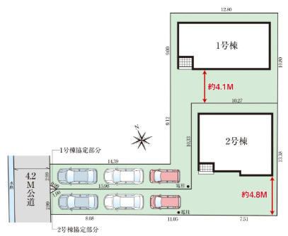 「小・中学校歩いてすぐ」高知市介良乙11期1号棟　新築一戸建ての区画図|全2区画。