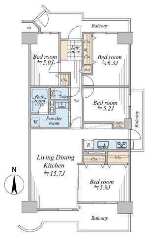 パークフィールドみさと2街区2号館の間取り|◆2026年4月室内リフォーム◆ペットと暮らせるお部屋です◆
