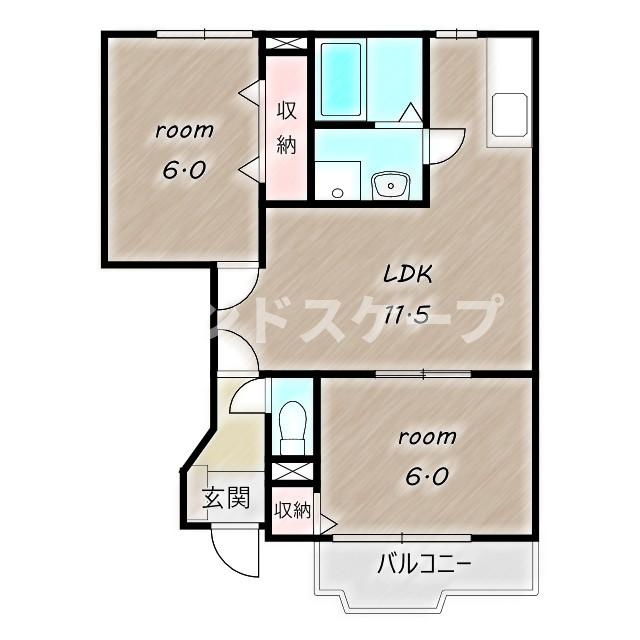 ヴァン・デールＡの間取り|高崎、前橋のお部屋探しはエンドスケープまで！お客様の理想お聞かせ下さい♪