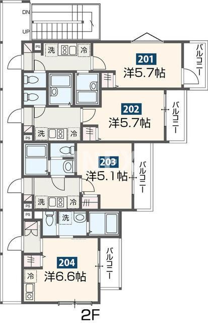 横浜市西区東久保町のアパートの区画図