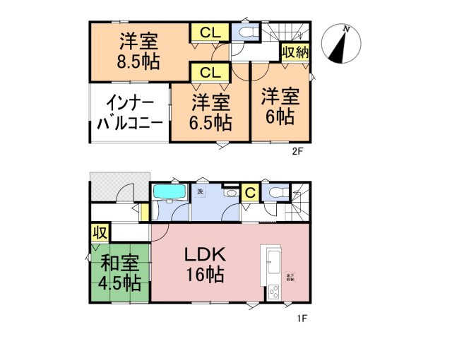 クワイエ　岐阜市今嶺第2　全2区画分譲の間取り|■1号棟　■ヤマダ不動産　株式会社リライフ　
■夢のマイホーム購入をフルサポートします！
