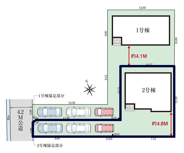 高知市介良乙 -11期2棟2- 新築戸建ての区画図|2号棟