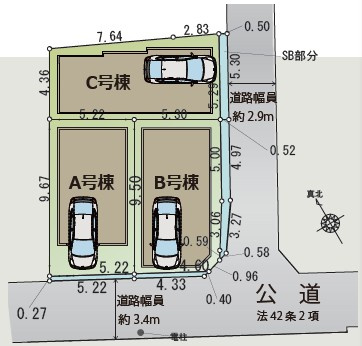 仲介手数料無料　横浜市中区本牧町２丁目の区画図
