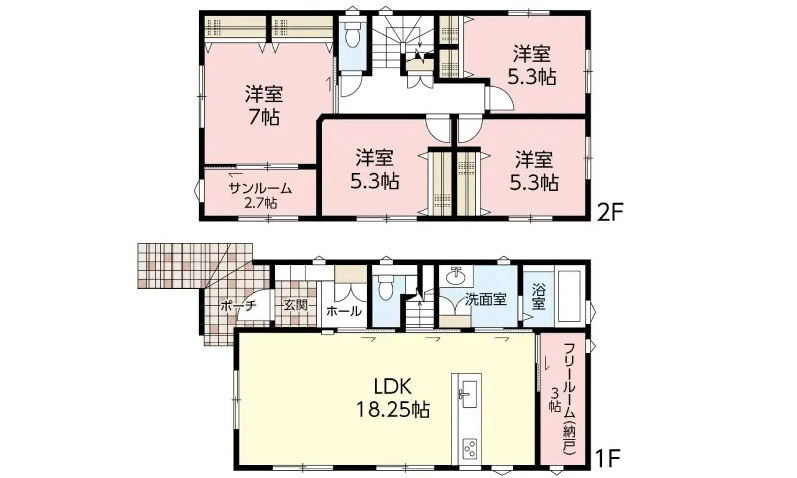 広島市西区井口鈴が台３丁目　新築一戸建ての間取り