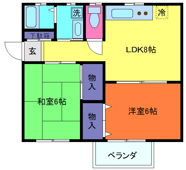 リビング六甲ウエストＡの間取り
