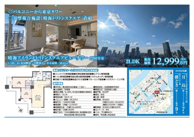 ★仲介手数料無料★晴海アイランドトリトンスクエアビュータワーの区画図