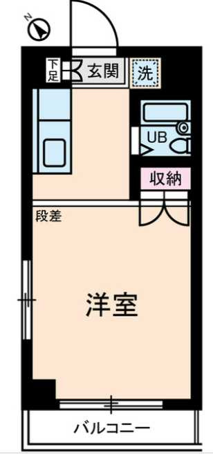 サンライズ浅見　南西角部屋　礼金0　室内洗濯機置場の間取り
