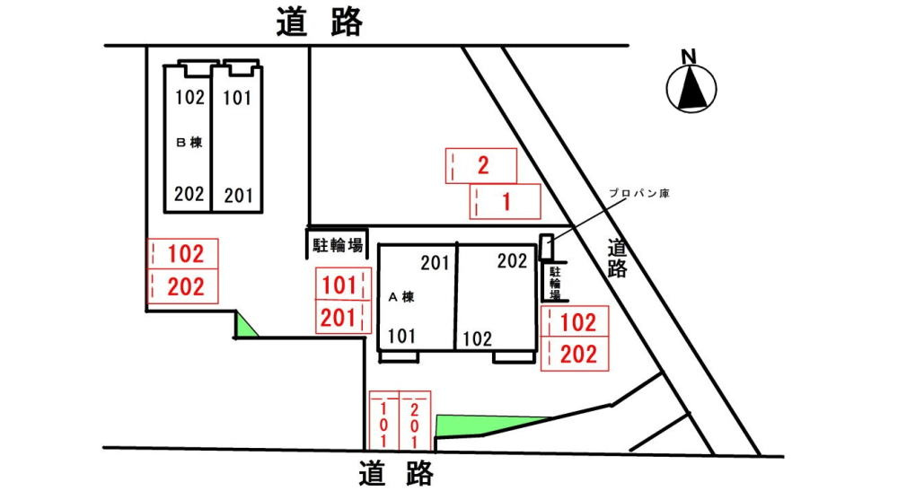 はる・る　曙　Ｂの区画図|駐車場
