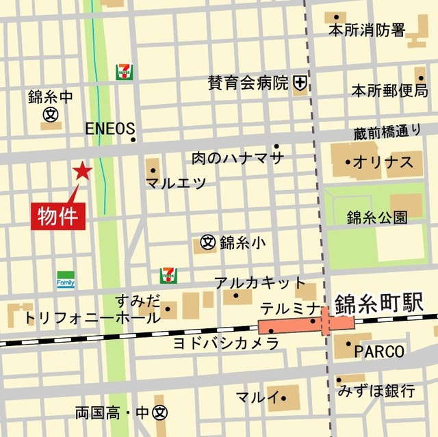 パークキューブ錦糸町の地図