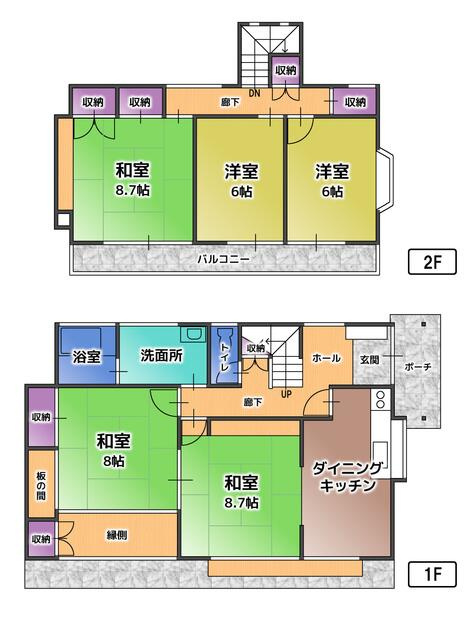 宇都宮市鶴田町　5DK　中古住宅の間取り