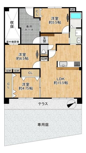 ダイアパレス枚方山田池公園　中古 マンションの間取り