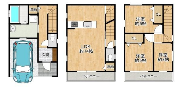 交野市 星田 ２丁目　中古 一戸建ての間取り
