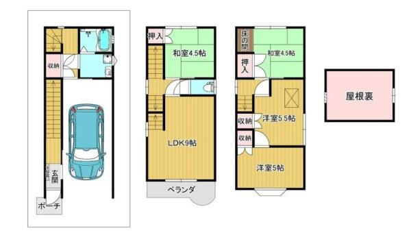 門真市 江端町　中古 一戸建ての間取り