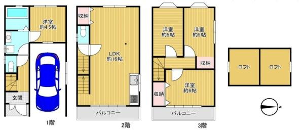 寝屋川市 池田西町　中古 一戸建ての間取り