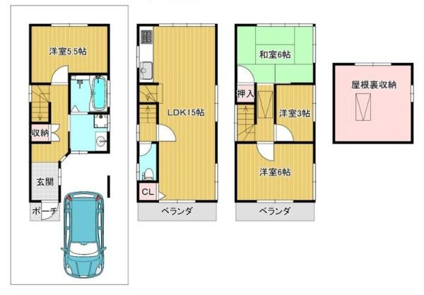 門真市 四宮 ５丁目　中古 一戸建ての間取り